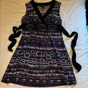 Iz Byer Purple and Black Mini Dress